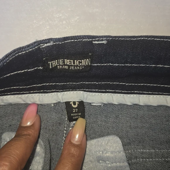 True Religion Black Denim Contrast Stitch Maxi Skirt | Cargo Pocket | Size 27 - Picture 10 of 14